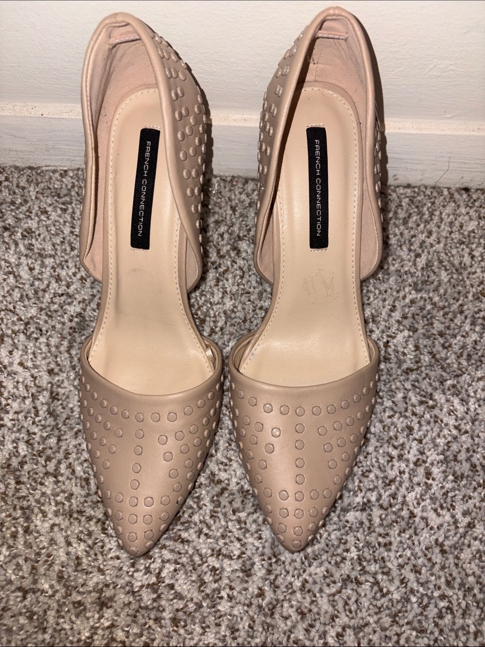 French Connection Blush Nude Pointed Studded Pumps